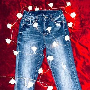 High Rise Curvy Ripped Blue Jeans- Size 6